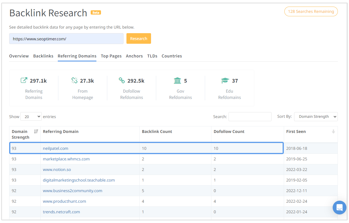 referring domains dan jumlah backlink